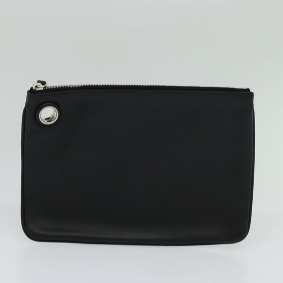 FENDI Triplet Clutch Bag Leather Black Auth 110887V