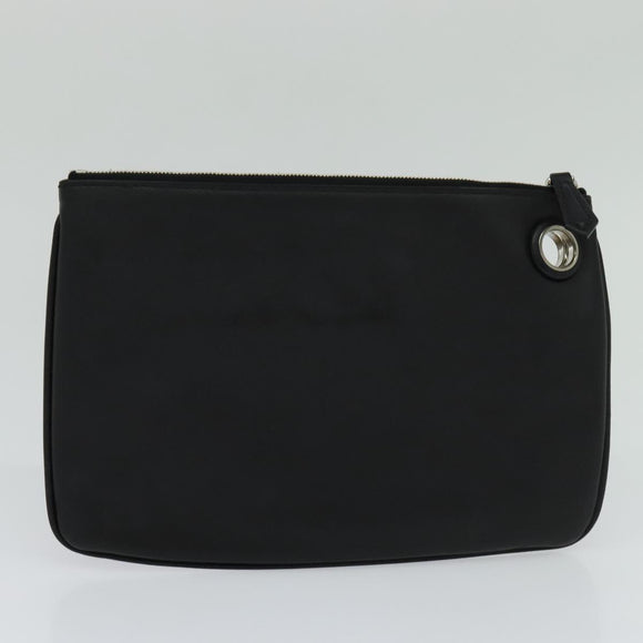 FENDI Triplet Clutch Bag Leather Black Auth 110887V