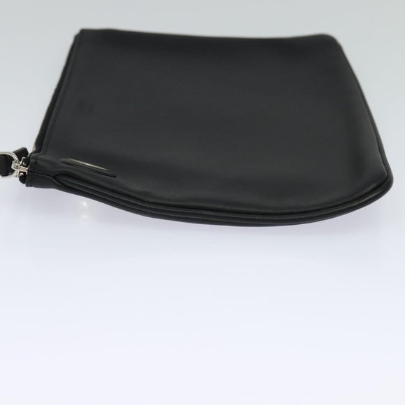 FENDI Triplet Clutch Bag Leather Black Auth 110887V