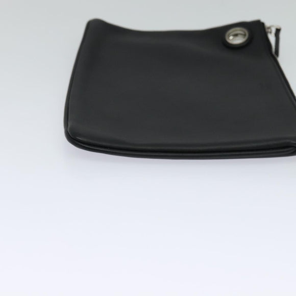 FENDI Triplet Clutch Bag Leather Black Auth 110887V