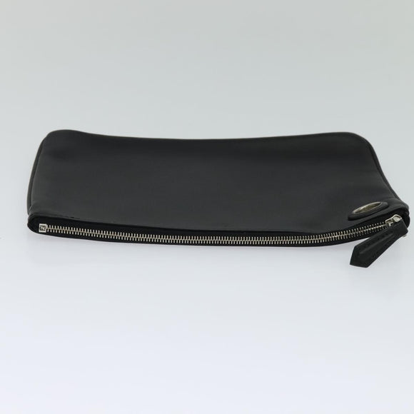 FENDI Triplet Clutch Bag Leather Black Auth 110887V