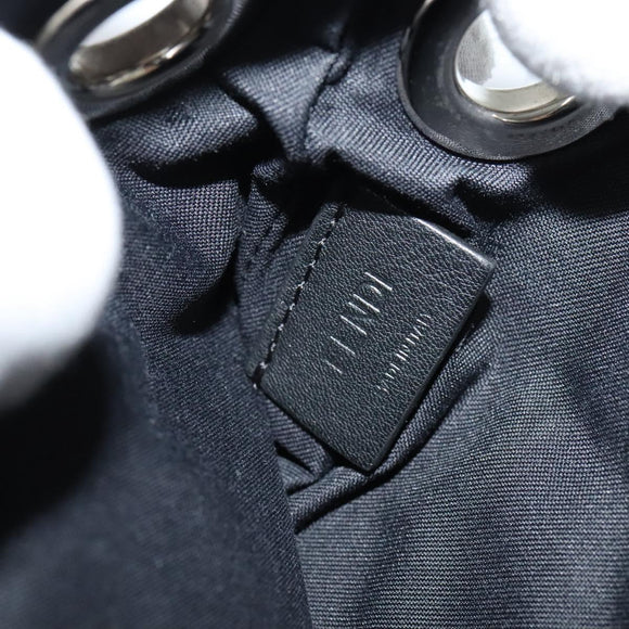 FENDI Triplet Clutch Bag Leather Black Auth 110887V