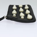 FENDI Triplet Clutch Bag Leather Black Auth 110887V-4