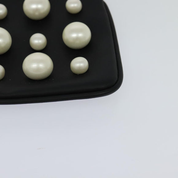 FENDI Triplet Clutch Bag Leather Black Auth 110887V