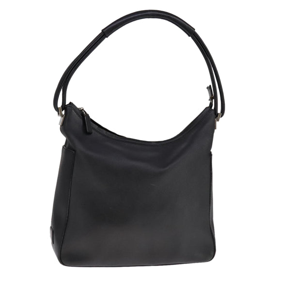 GUCCI Shoulder Bag Leather Black Gold 001 3766 Auth 111055