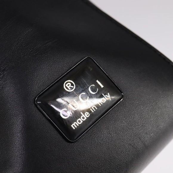 GUCCI Shoulder Bag Leather Black Gold 001 3766 Auth 111055