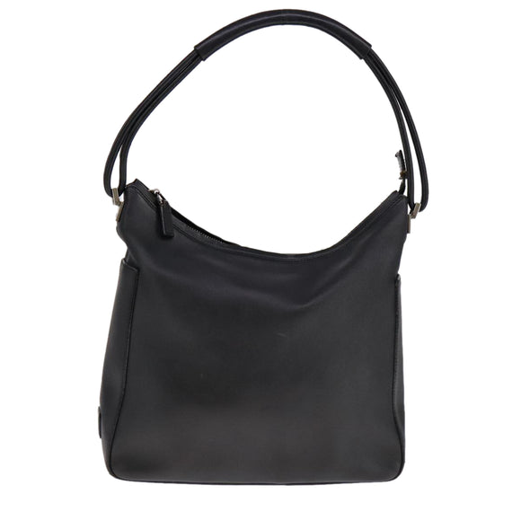GUCCI Shoulder Bag Leather Black Gold 001 3766 Auth 111055