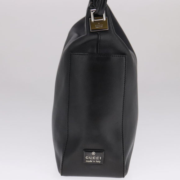 GUCCI Shoulder Bag Leather Black Gold 001 3766 Auth 111055