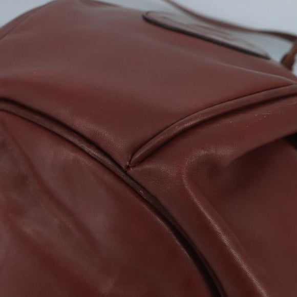 CARTIER Must Line Shoulder Bag Leather Bordeaux Gold Auth 111058