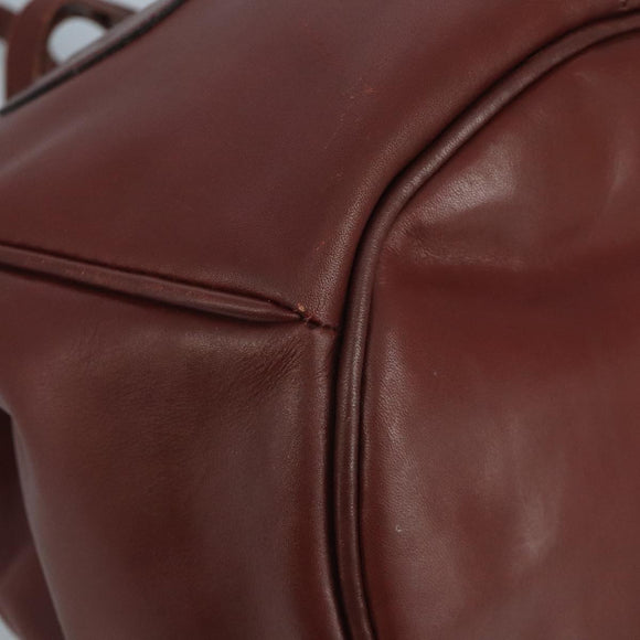 CARTIER Must Line Shoulder Bag Leather Bordeaux Gold Auth 111058