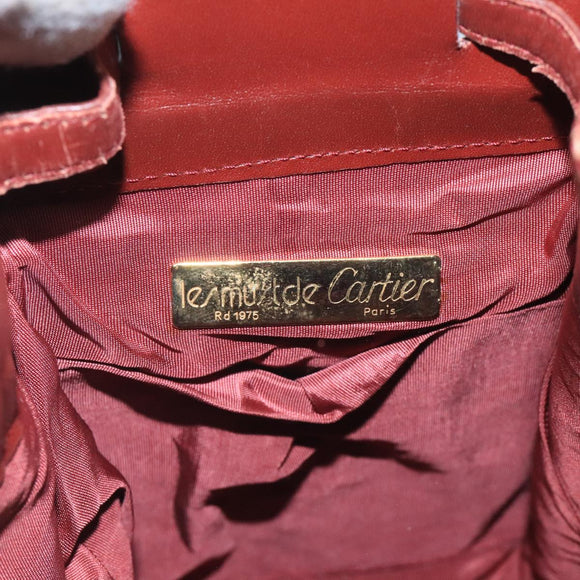 CARTIER Must Line Shoulder Bag Leather Bordeaux Gold Auth 111058