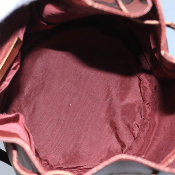 CARTIER Must Line Shoulder Bag Leather Bordeaux Gold Auth 111058