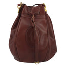 CARTIER Must Line Shoulder Bag Leather Bordeaux Gold Auth 111058-13