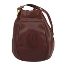 CARTIER Must Line Shoulder Bag Leather Bordeaux Gold Auth 111058-2