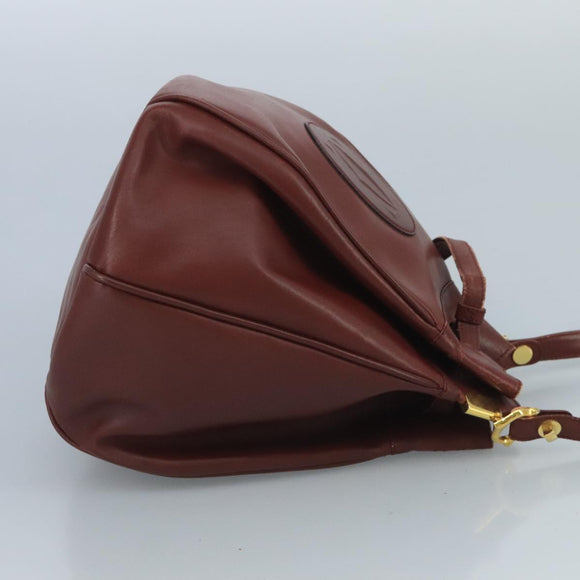 CARTIER Must Line Shoulder Bag Leather Bordeaux Gold Auth 111058