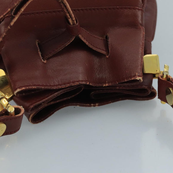 CARTIER Must Line Shoulder Bag Leather Bordeaux Gold Auth 111058