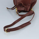 CARTIER Must Line Shoulder Bag Leather Bordeaux Gold Auth 111058-7
