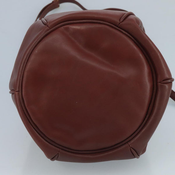 CARTIER Must Line Shoulder Bag Leather Bordeaux Gold Auth 111058