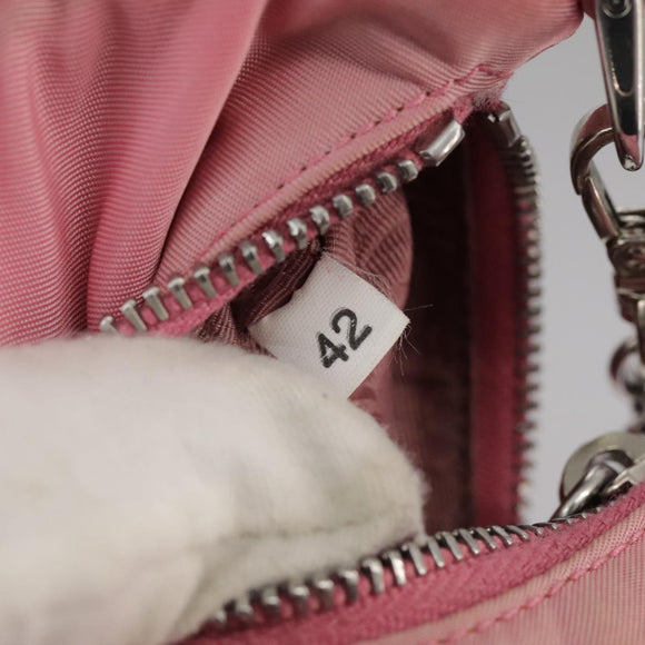 PRADA Shoulder Bag Nylon 2way Pink Silver Auth 111069