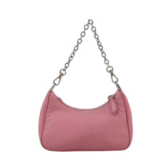 PRADA Shoulder Bag Nylon 2way Pink Silver Auth 111069