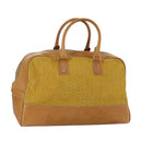 CELINE C Macadam Canvas Hand Bag Suede Leather Yellow Gold Auth 111108-1