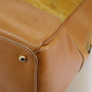 CELINE C Macadam Canvas Hand Bag Suede Leather Yellow Gold Auth 111108-16