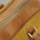 CELINE C Macadam Canvas Hand Bag Suede Leather Yellow Gold Auth 111108-10