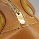 CELINE C Macadam Canvas Hand Bag Suede Leather Yellow Gold Auth 111108-17