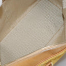 CELINE C Macadam Canvas Hand Bag Suede Leather Yellow Gold Auth 111108-11