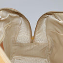 CELINE C Macadam Canvas Hand Bag Suede Leather Yellow Gold Auth 111108-20