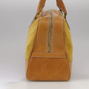 CELINE C Macadam Canvas Hand Bag Suede Leather Yellow Gold Auth 111108-4