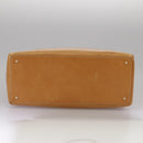 CELINE C Macadam Canvas Hand Bag Suede Leather Yellow Gold Auth 111108-5