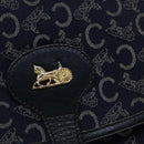 CELINE C Sulky Shoulder Bag Canvas Navy Gold Auth 111109-17