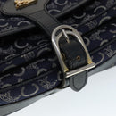 CELINE C Sulky Shoulder Bag Canvas Navy Gold Auth 111109-10