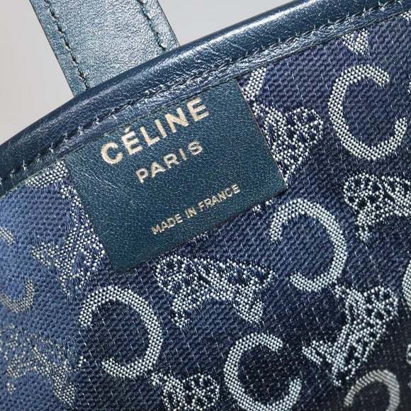CELINE C Sulky Shoulder Bag Canvas Navy Gold Auth 111109