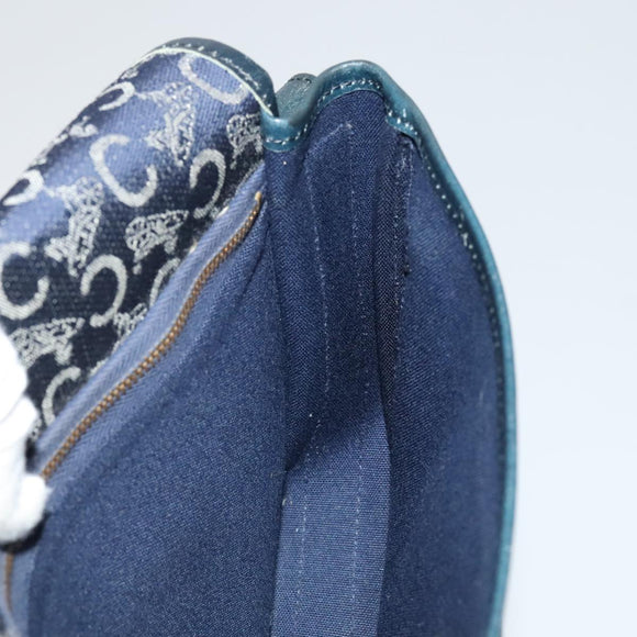 CELINE C Sulky Shoulder Bag Canvas Navy Gold Auth 111109