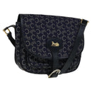 CELINE C Sulky Shoulder Bag Canvas Navy Gold Auth 111109-1