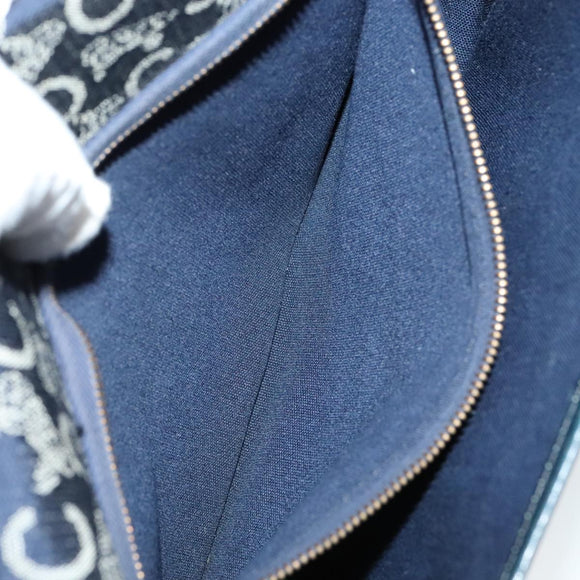 CELINE C Sulky Shoulder Bag Canvas Navy Gold Auth 111109