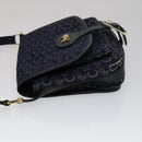 CELINE C Sulky Shoulder Bag Canvas Navy Gold Auth 111109-4