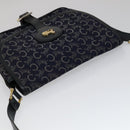 CELINE C Sulky Shoulder Bag Canvas Navy Gold Auth 111109-6