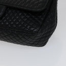 BALLY Quilted Chain Shoulder Bag Leather Black Gold Auth 111116-9