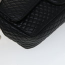 BALLY Quilted Chain Shoulder Bag Leather Black Gold Auth 111116-14