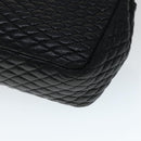 BALLY Quilted Chain Shoulder Bag Leather Black Gold Auth 111116-15