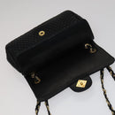 BALLY Quilted Chain Shoulder Bag Leather Black Gold Auth 111116-11