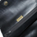 BALLY Quilted Chain Shoulder Bag Leather Black Gold Auth 111116-17
