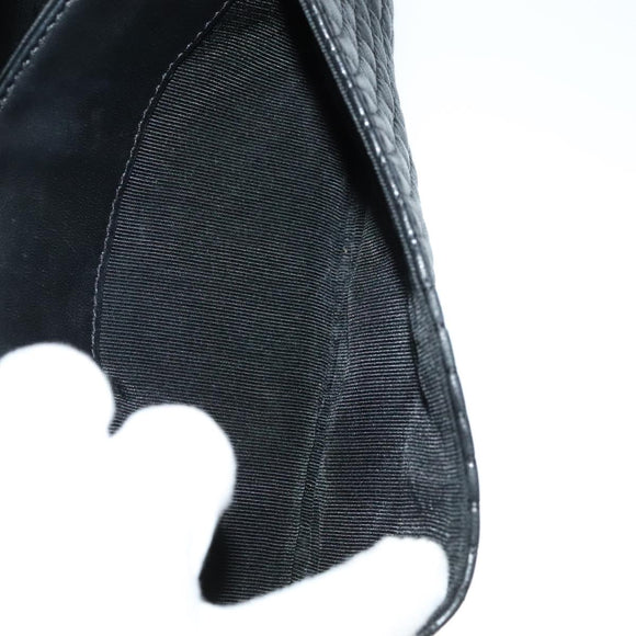 BALLY Quilted Chain Shoulder Bag Leather Black Gold Auth 111116