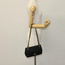 BALLY Quilted Chain Shoulder Bag Leather Black Gold Auth 111116-22