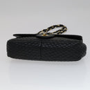 BALLY Quilted Chain Shoulder Bag Leather Black Gold Auth 111116-5