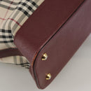 BURBERRY Nova Check Tote Bag Canvas Leather Beige Red gold Auth 111118-10