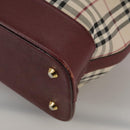 BURBERRY Nova Check Tote Bag Canvas Leather Beige Red gold Auth 111118-15
